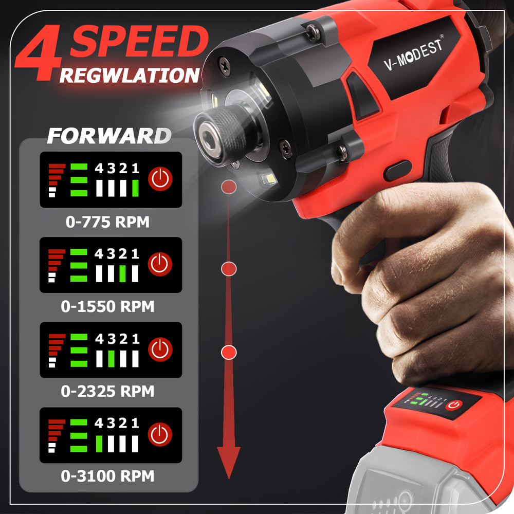 Cordless 1/4" Compact Impact Driver Compatible Milwaukee M18 Battery Bare Tool