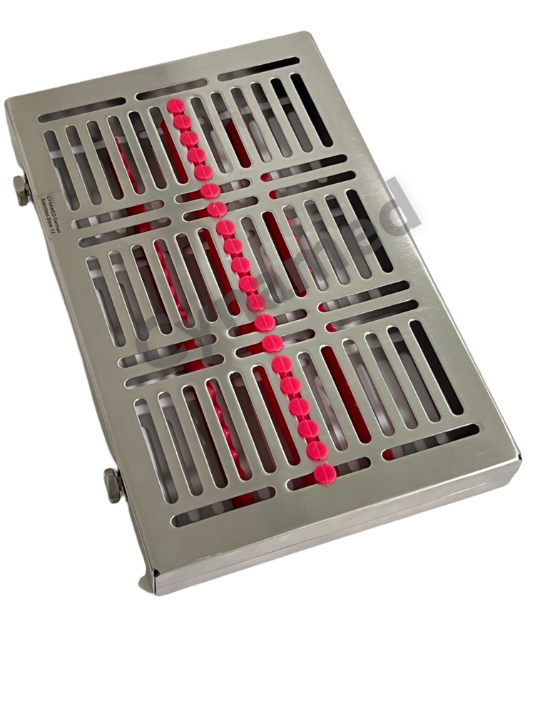 1 EA- Pink , Sterilization Box with Button Locks, for 20 Instruments, Detachable