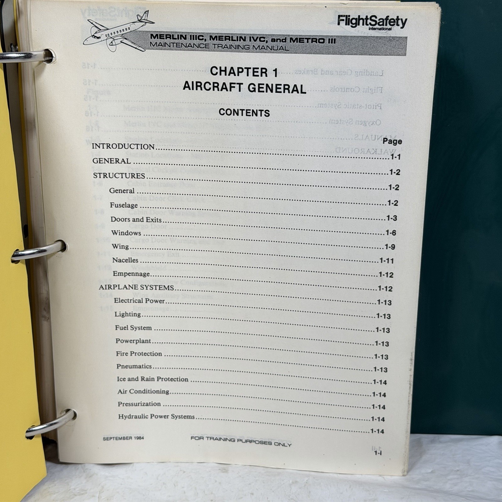 FlightSafety Merlin IIIC Merlin IVC Metro III Maintenance Training Manual