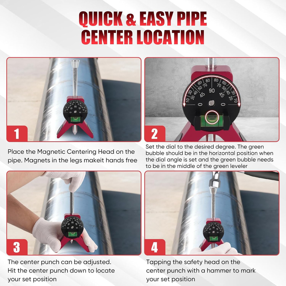 Pipe Center Finder, Pipefitter Tools W/Centering Head, Pipe Fitting Tools Center