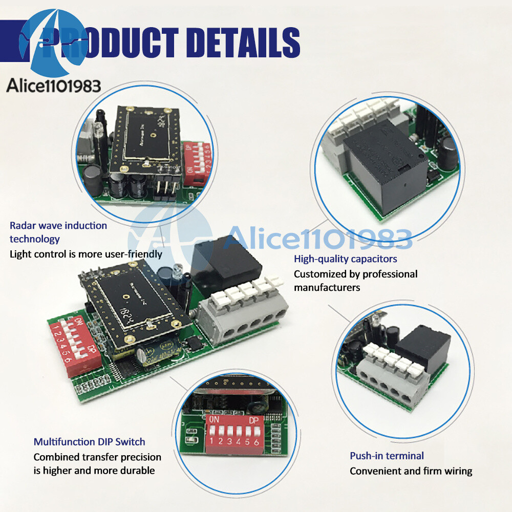 AC110-220V LED Light Microwave Radar Delay Sensor Switch Body Motion Detector