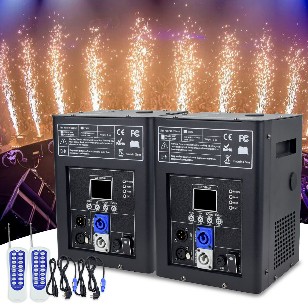 2Pcs 750W Cold Spark Machine Stage Effect DMX Firework Machine DJ Party Wedding