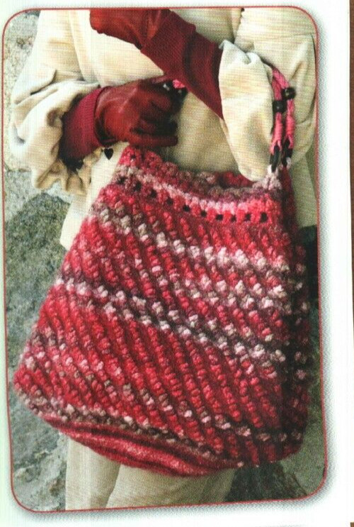 BOBBLE TOTE HANDBAG PURSE DIGEST SIZE CROCHET PATTERN INSTRUCTIONS