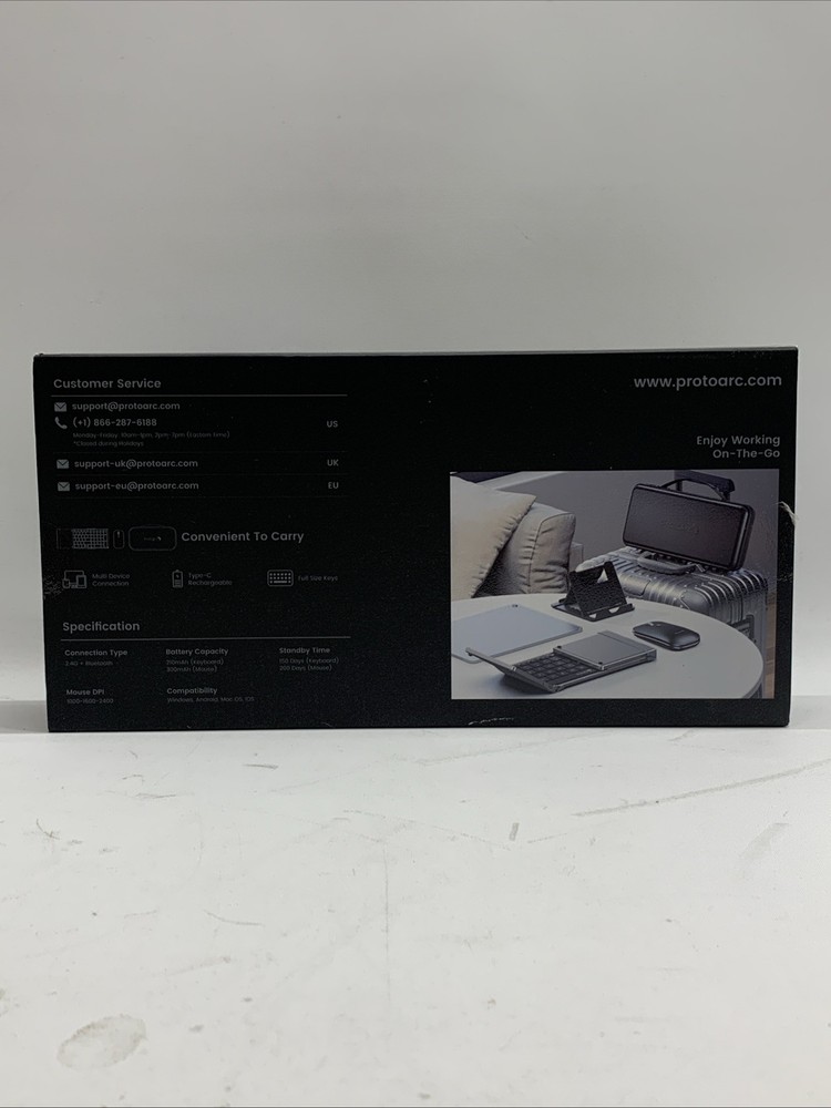 ProtoArc Foldable Keyboard and Mouse, XKM01 Folding Wireless Keyboard Mouse Comb