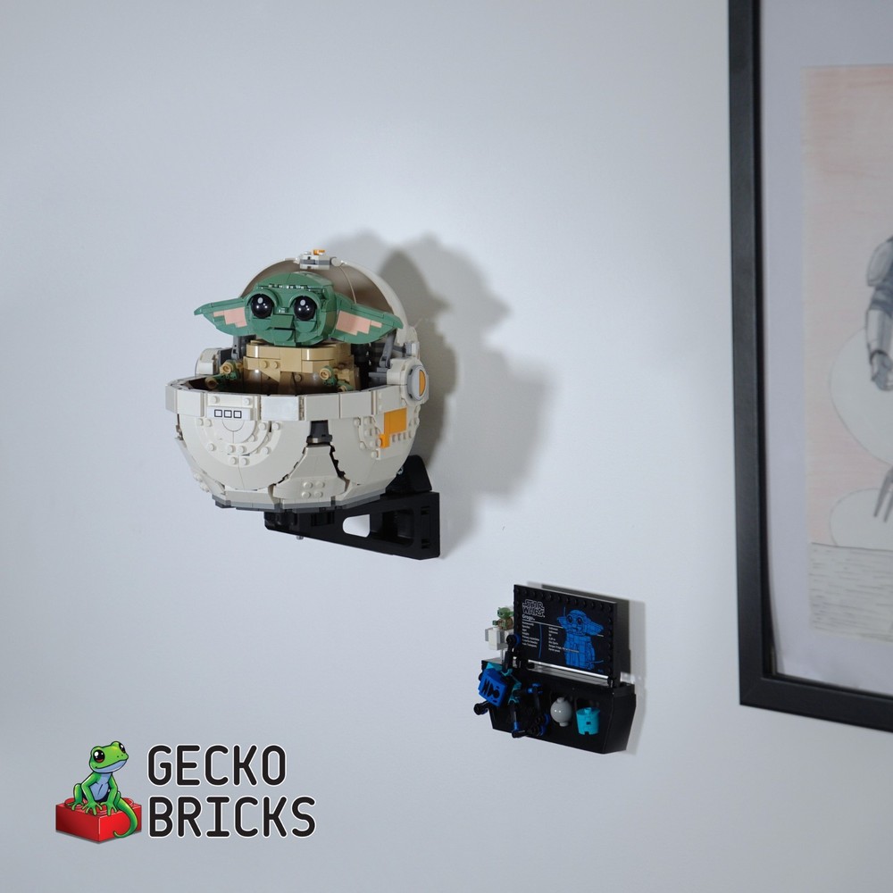 Wall Mount  Display for Grogu with Hover Pram for Set 75318