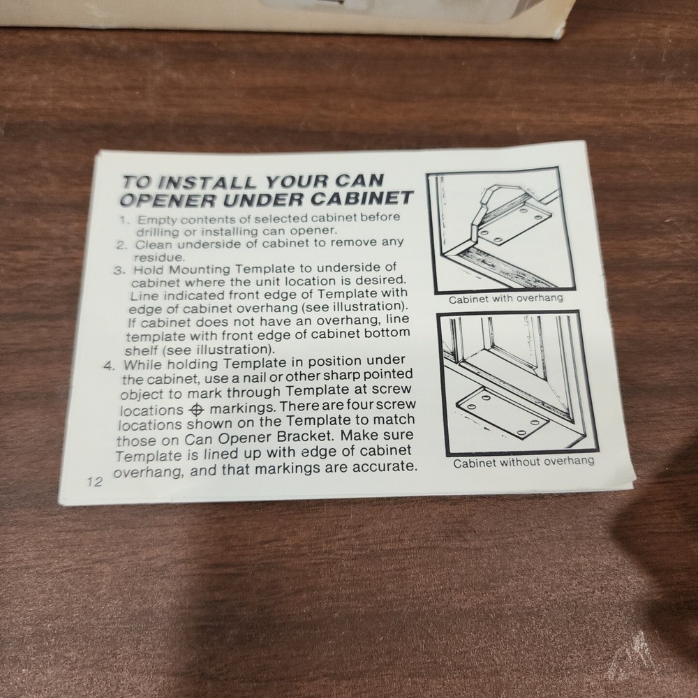 Sears Under Cabinet Can Opener Original Packaging Vintage Working Missing Part