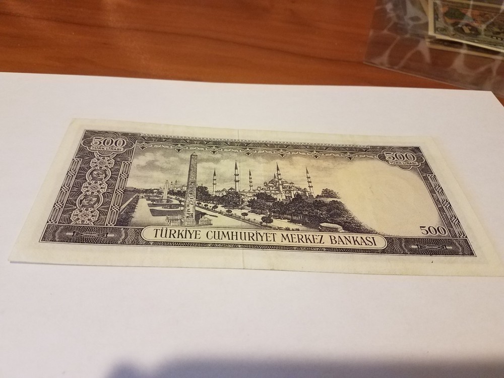 Turkey 500 lirasi AU. one fold
