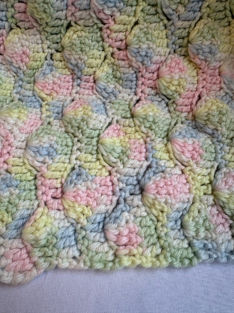 Handmade Knitted Blanket Multicolor Size 43" x 45"