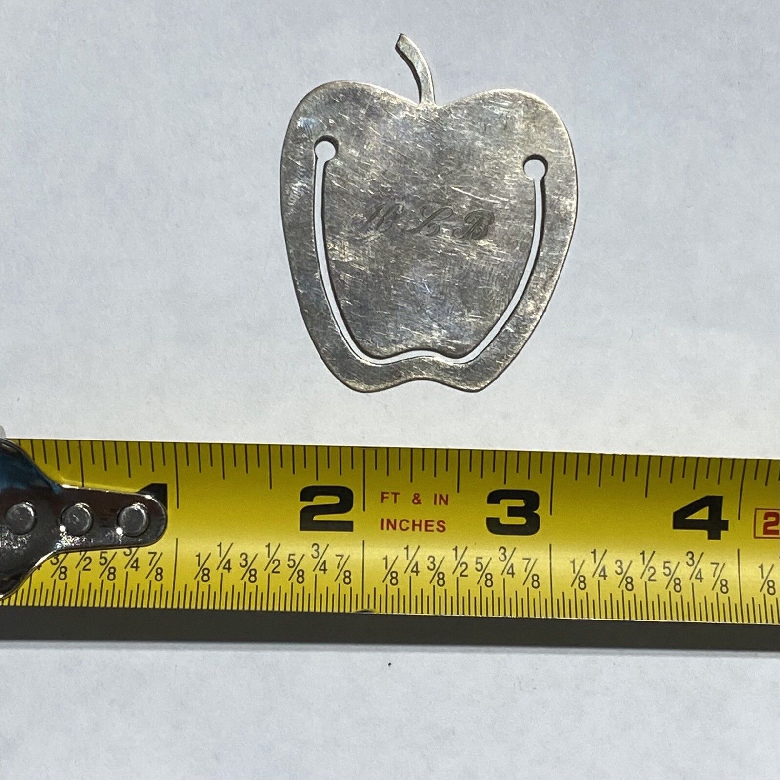 Vintage Tiffany & Co Sterling Silver Apple Book Mark W/ Initials