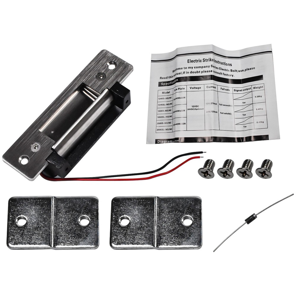 12VDC Fail-Secure/Fail-Safe Adjustable Electric Door Strike Lock - Black