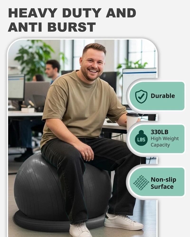 Yoga Ball with Stability Base - Core Workout & Stretching