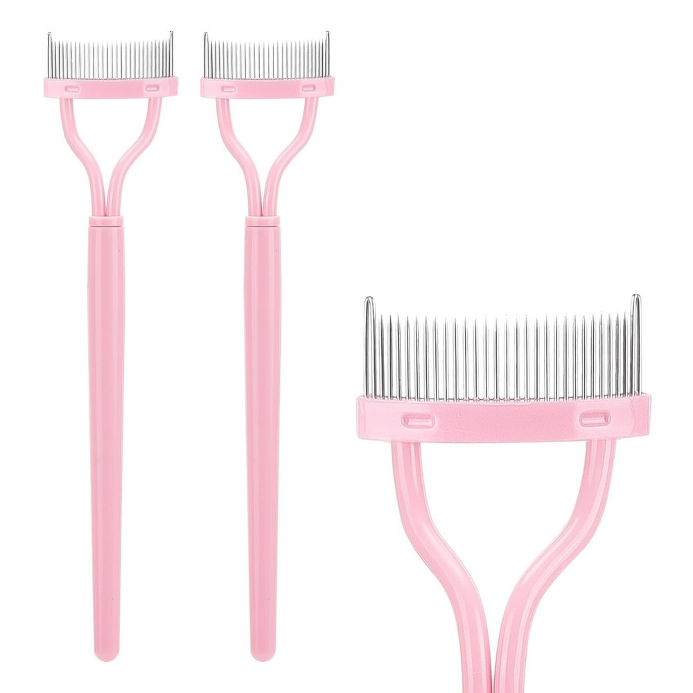 2Pcs Eyelash Comb Separator Mascara Brush Lash Definer Tool Pink Set