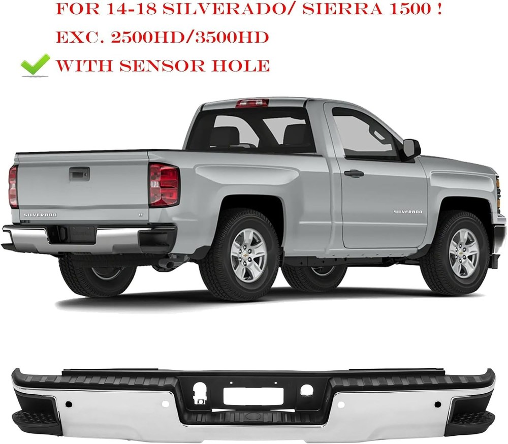 Rear Bumper Assembly Compatible with 2014-2018 Chevy Silverado GMC Sierra