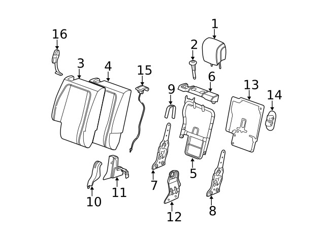 Genuine GM Passenger Side Rear Seat Back Frame 23435110