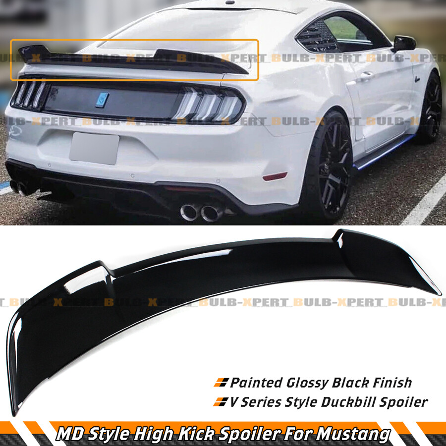 FOR 2015-2023 FORD MUSTANG GT GLOSS BLACK MD STYLE HIGHKICK TRUNK SPOILER WING