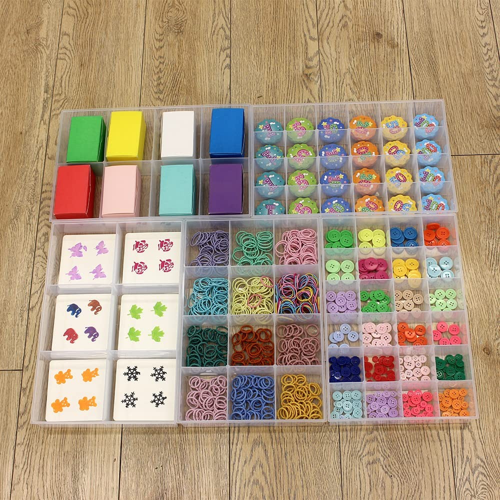 2 Pack Fixed 12 Grids Clear Plastic Organizer Sorting Tray and Transparent St...