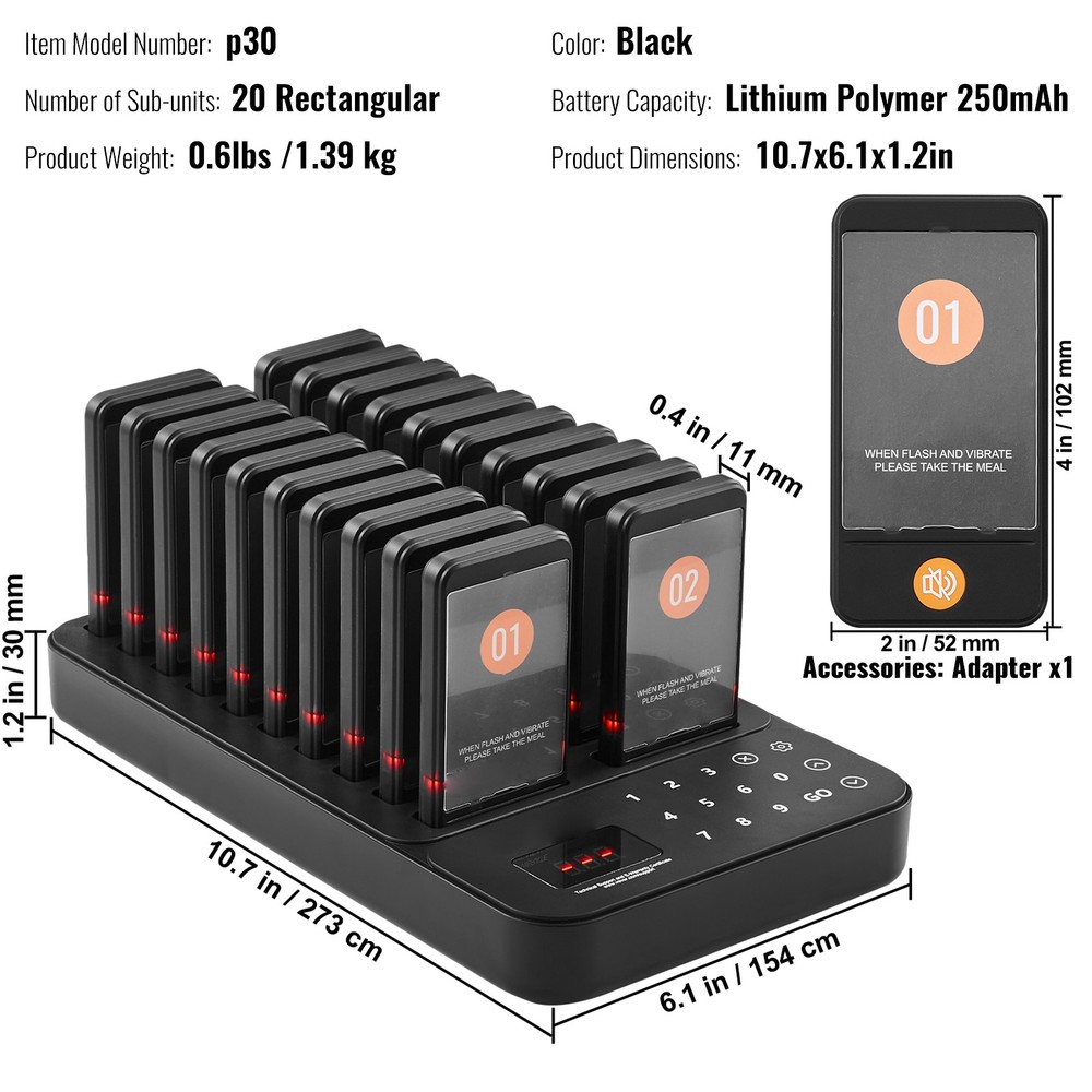 Restaurant Wireless Pager System 20 Call Coasters Guest Queuing Calling