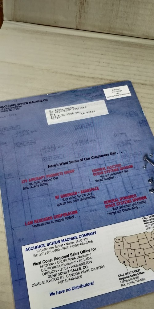 1990s Accurate Screw Machine Co. Captive screw catalog C3