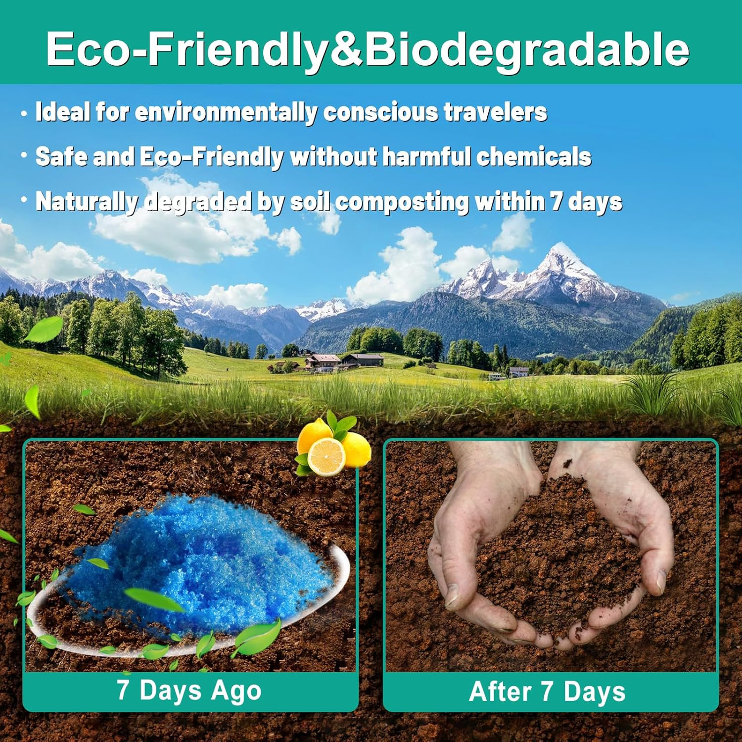 Portableportable Toilet Gel, Poo Powder for Portable Toilet, Camping Toilet Gel,