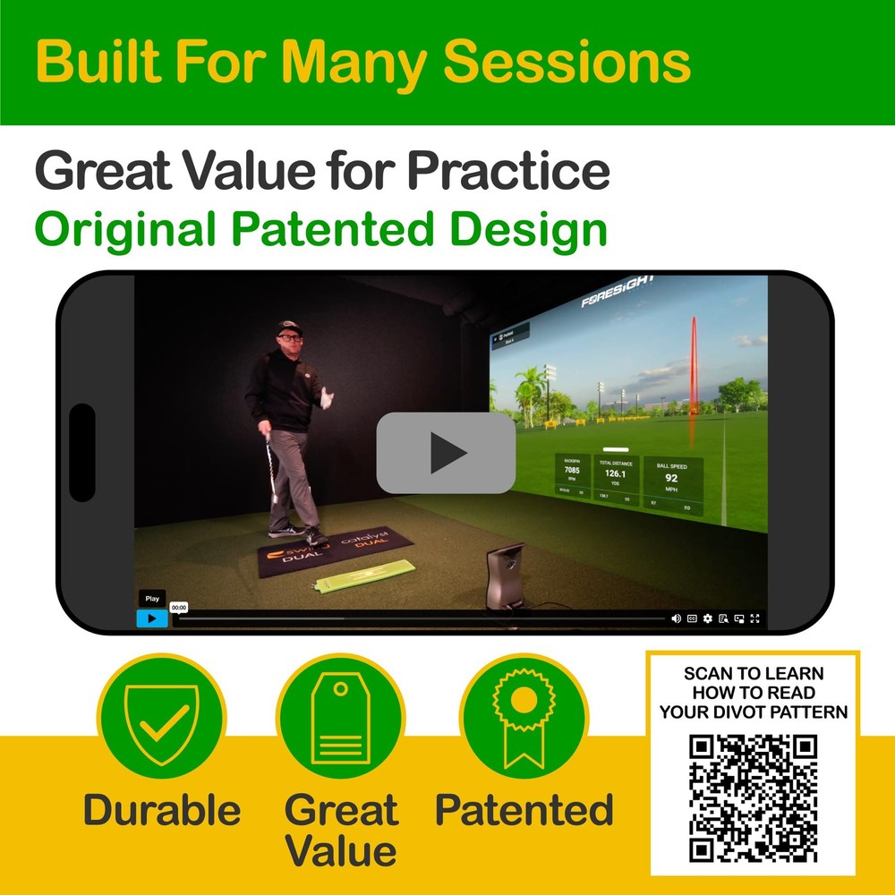 Golf Hitting Mat & Swing Path Trainer – Mini with Instant Impact Feedback for...