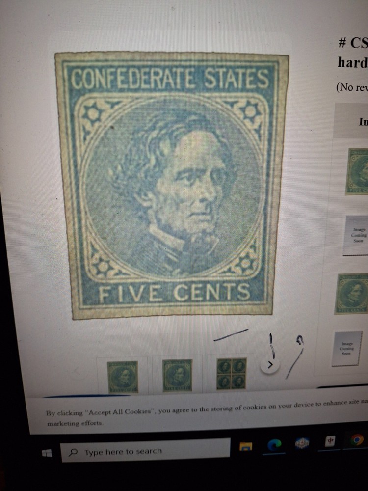 CSA Confederate Stamp # 6 Mint lt. bl., hard paper