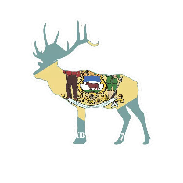 Delaware Deer Shaped Flag Sticker Decal