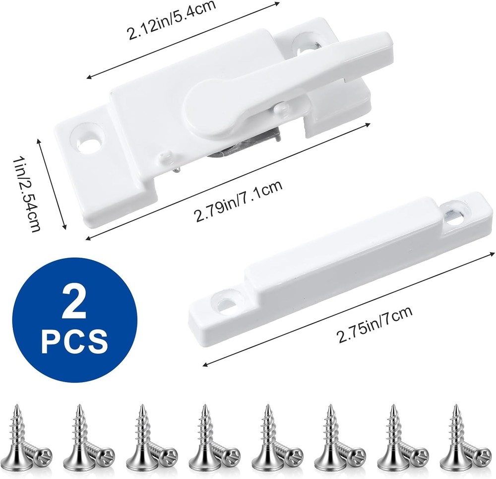 2 Pack Windows Sash Lock, White Cam Sash Lock Sliding Window Sashes Locks for Si