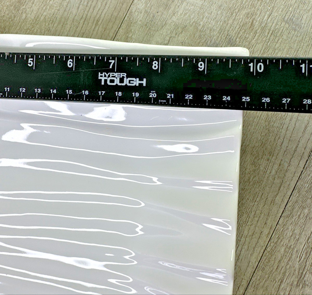 Bianco Nero Serving Platter Rectangular Ripple Design 10" x16" White