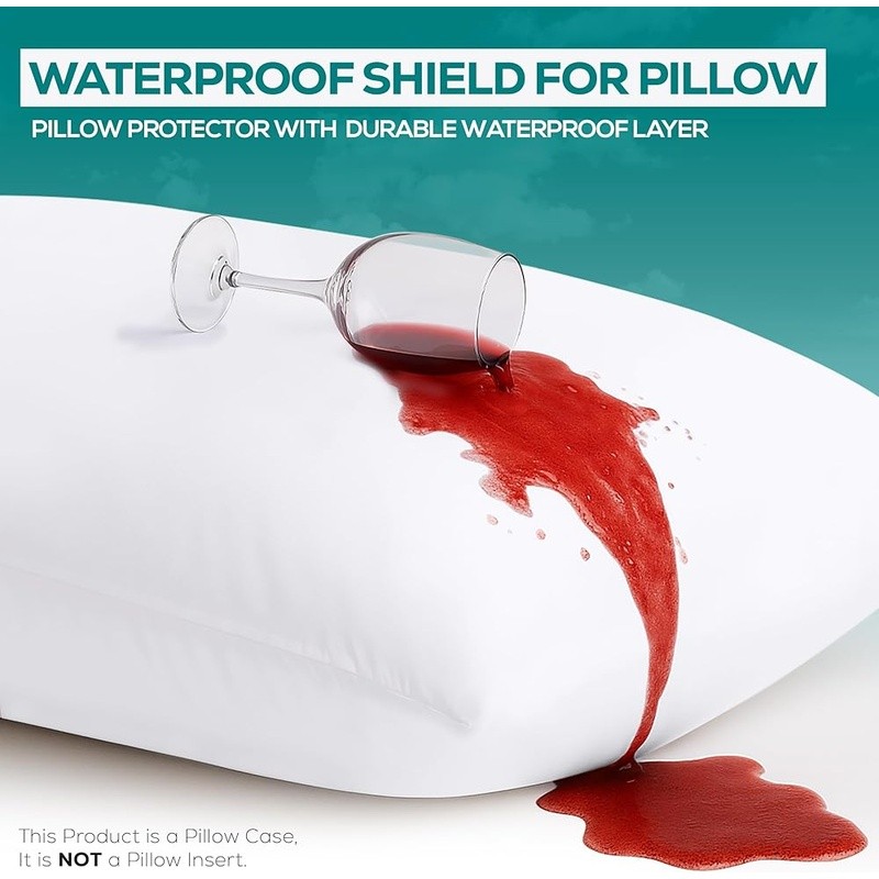 Waterproof Pillow Protectors Bed Bug Proof Polyester Zippered Covers Easy Care