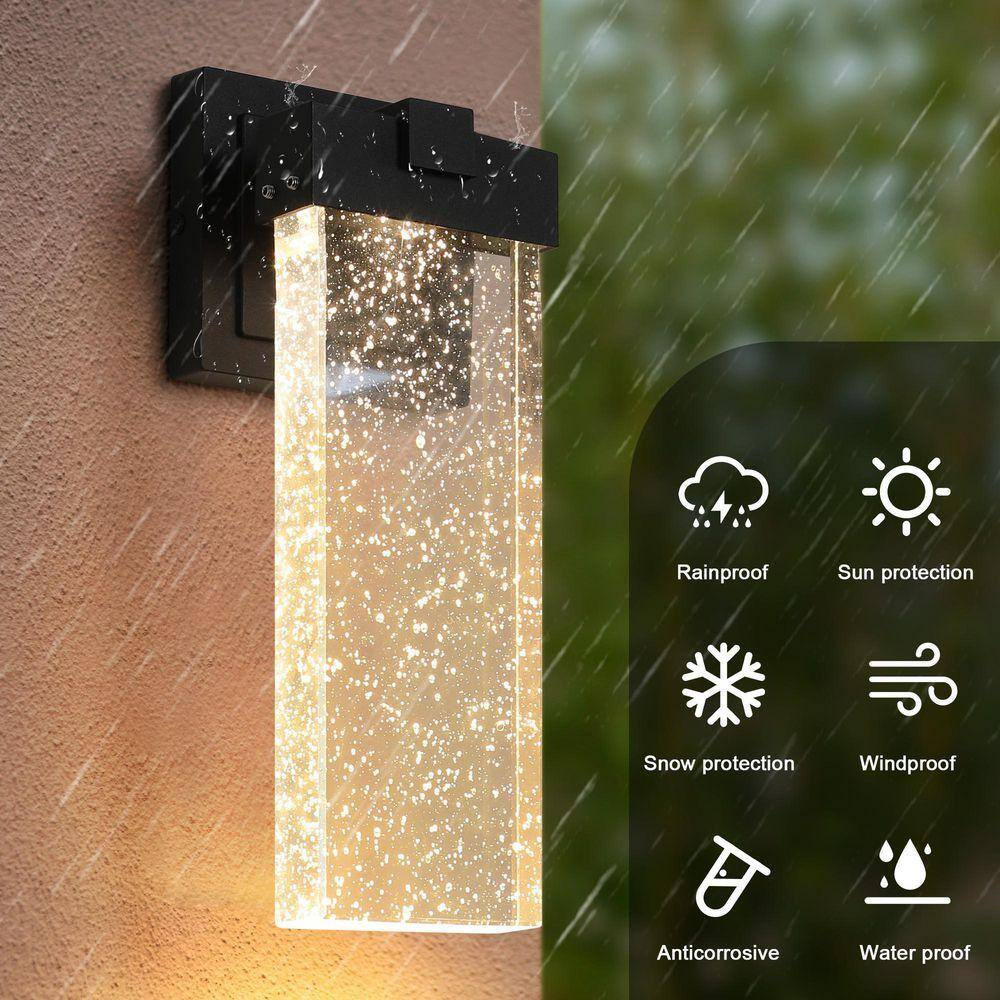 2 Pack Weatherproof Light Sensor Wall Sconce (3000K Warm White), Outdoor Bubble