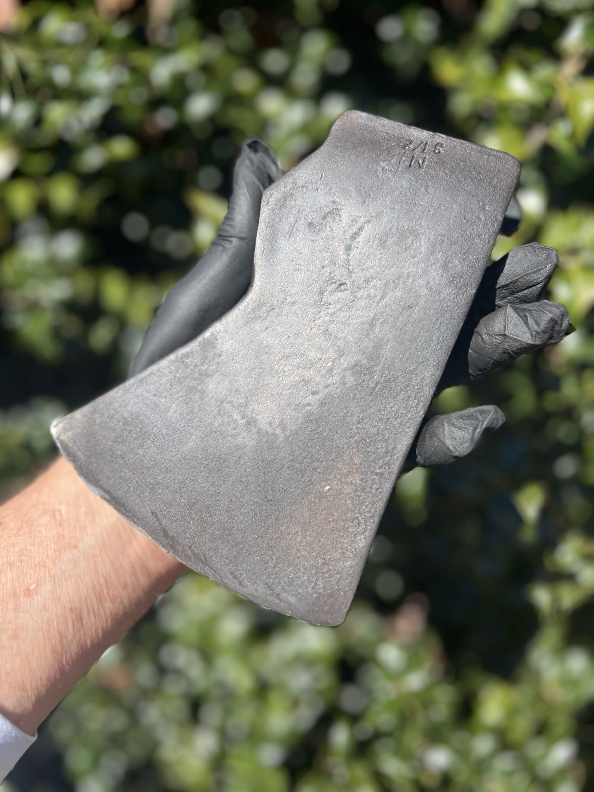 Vintage Mann Edge Tool Single Bit Axe Head Marked "M , 3 1/2." Jersey Pattern