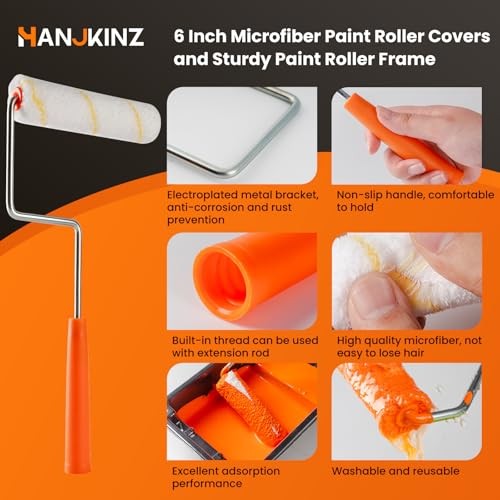 Microfiber Paint Roller Covers, Paint Roller 10 pcs 6" Microfiber Roller Cover