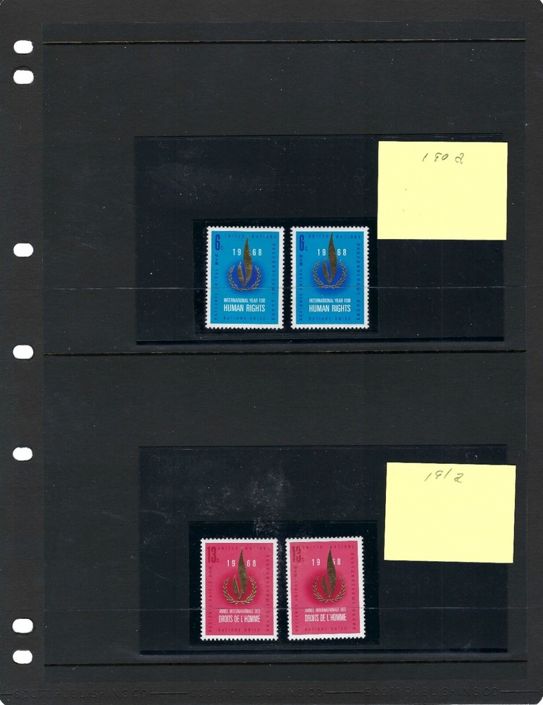 1968 Human Rights (VARIETY) (Flame shift) Scott #190a&191a (1170)