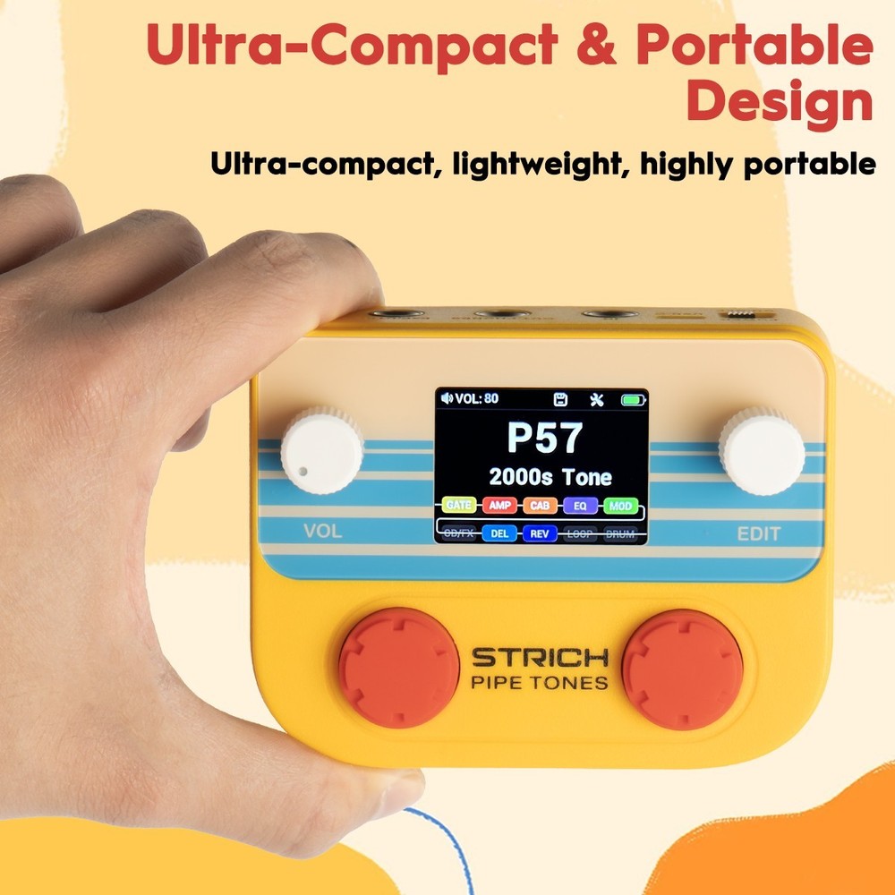 STRICH Pipe Tones Pocket Multi-Effects Processor with Foot Pedal (Orange)