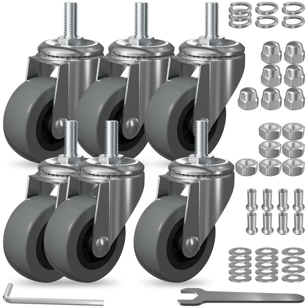High-Performance 2.5 Inch Creeper Casters - 6 Pack Replacement for Service Carts