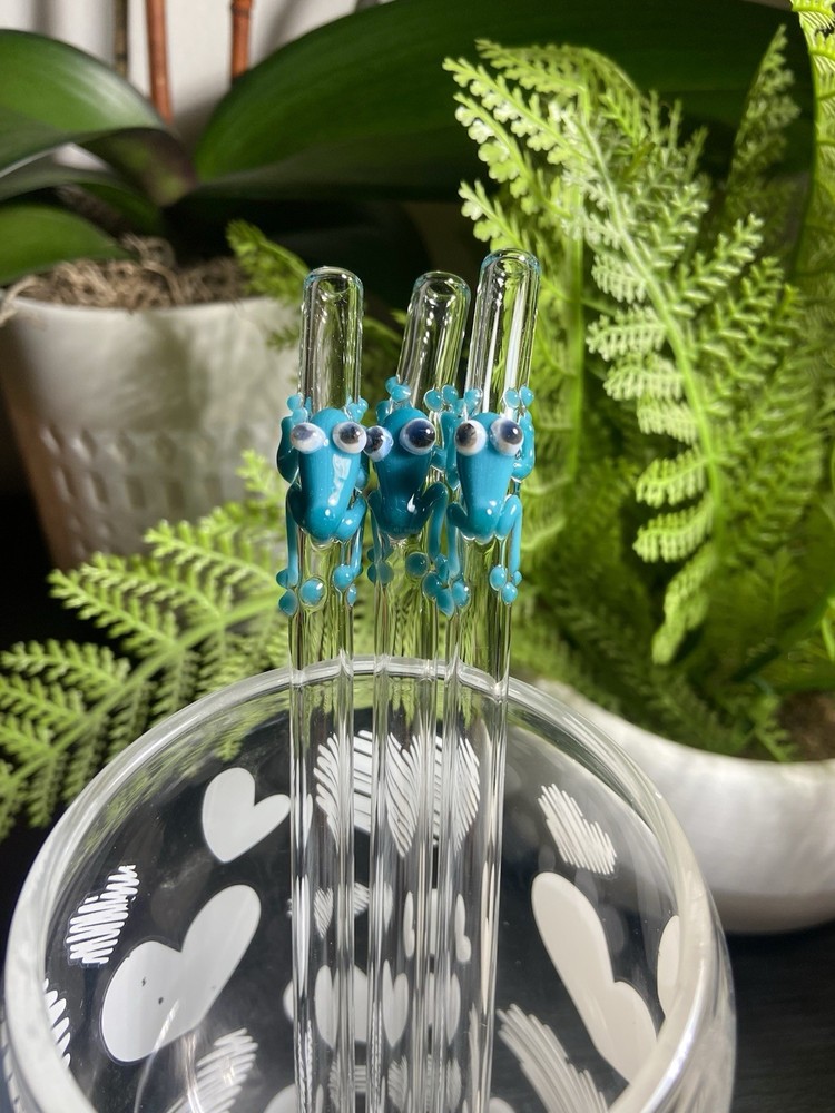 Glass Straws Agua Azul Frog 3pcs