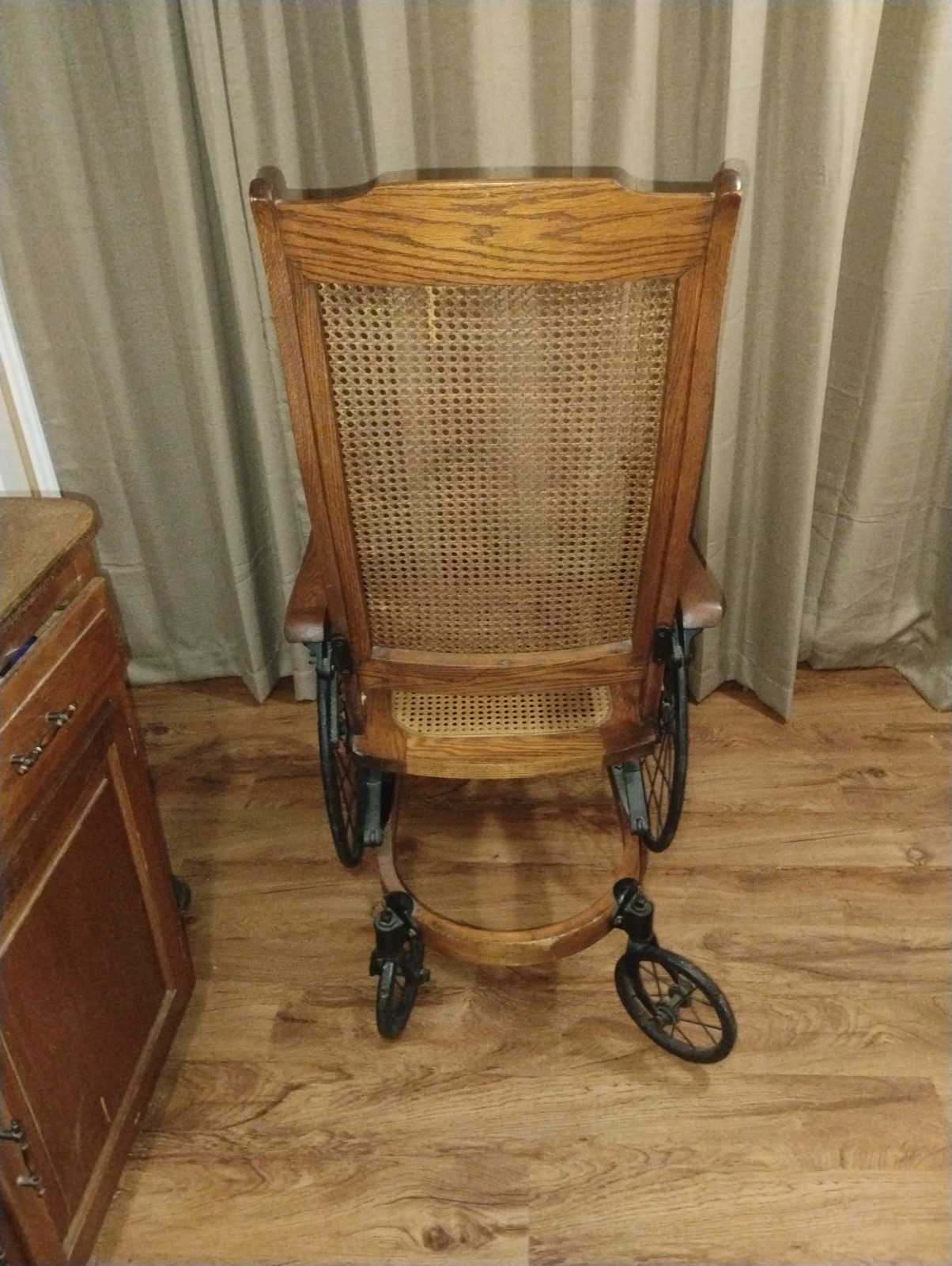 Vtg Antique Wooden Wheelchair
