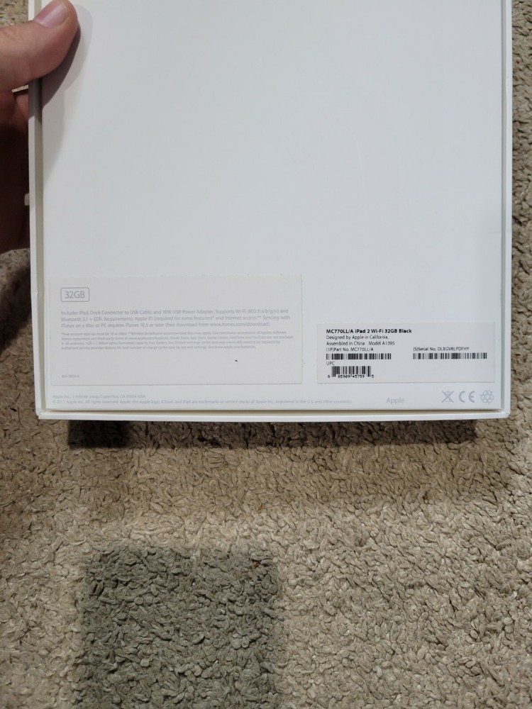 iPad 2 Black 32gig Empty Box ONLY No iPad Included