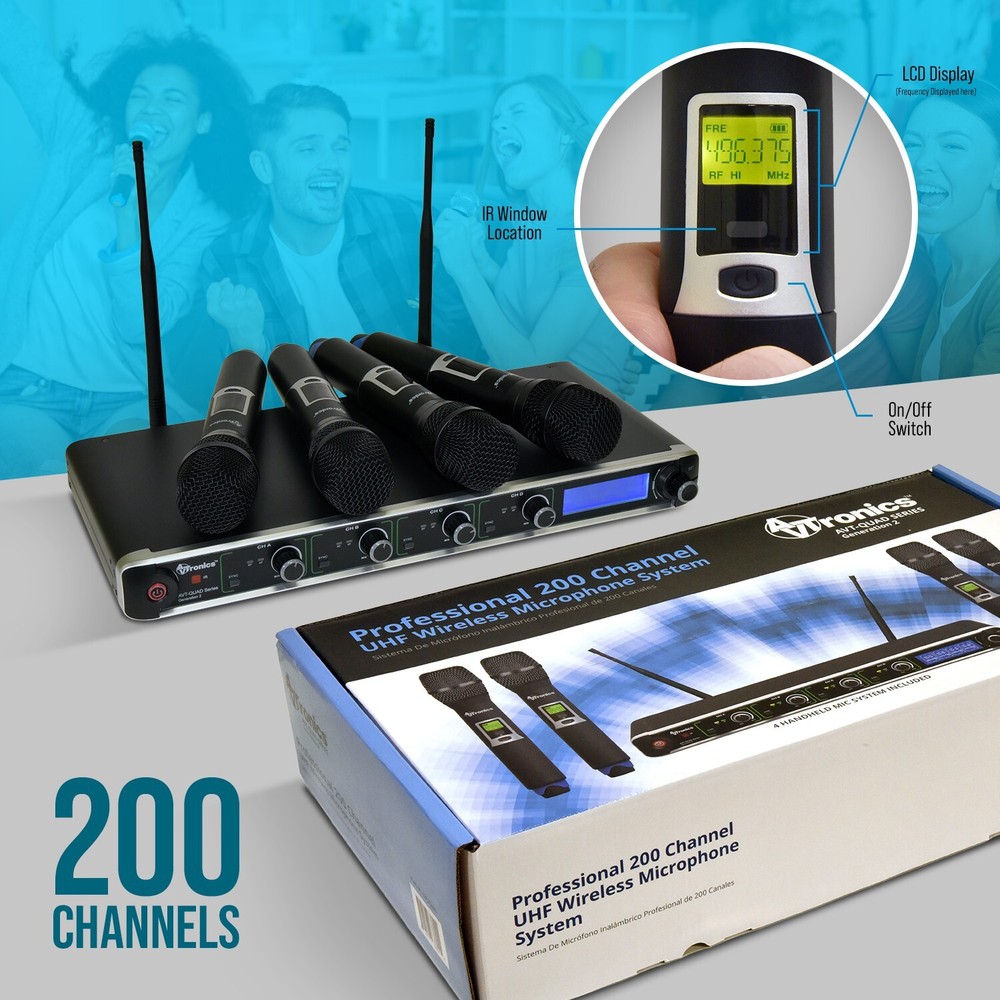 AVTronics Professional 200 Channel UHF Wireless Microphone System