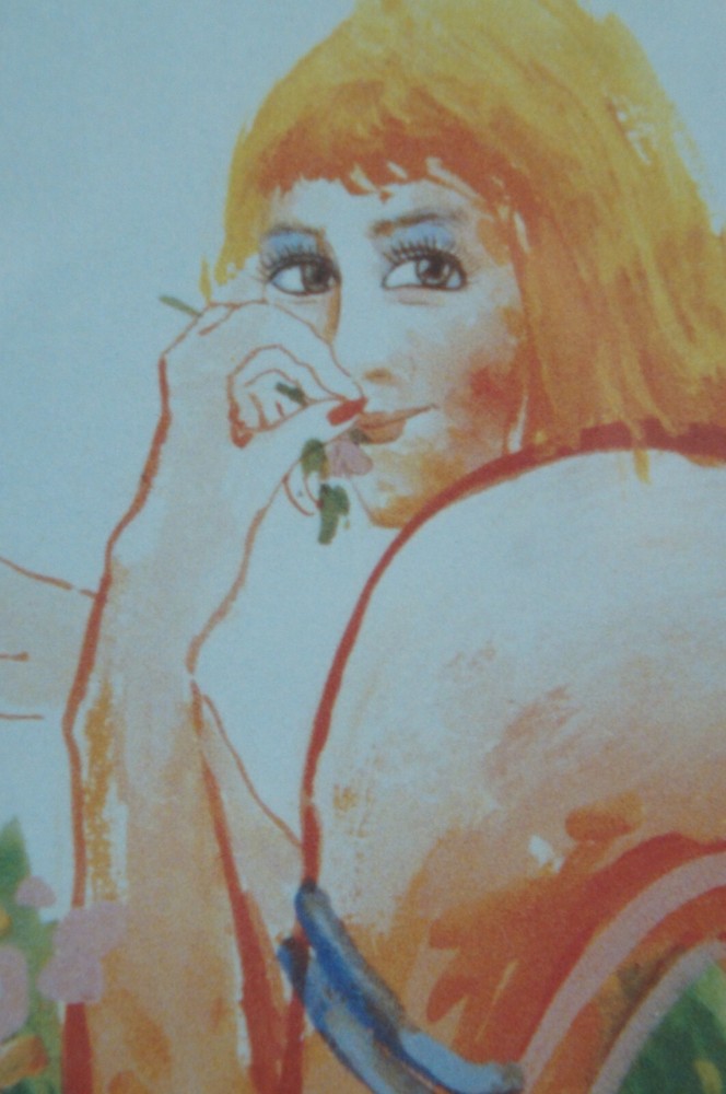 Vintage Expressionist Promiscuous Signed Print & Drawing Sketch 22"