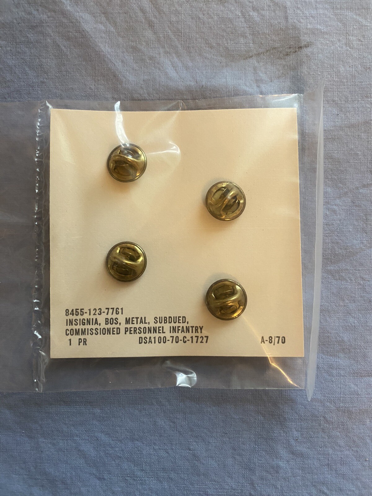 50 x USGI Subdued Infantry Collar Insignia Unissued BOS Pin Vietnam Dealers Lot