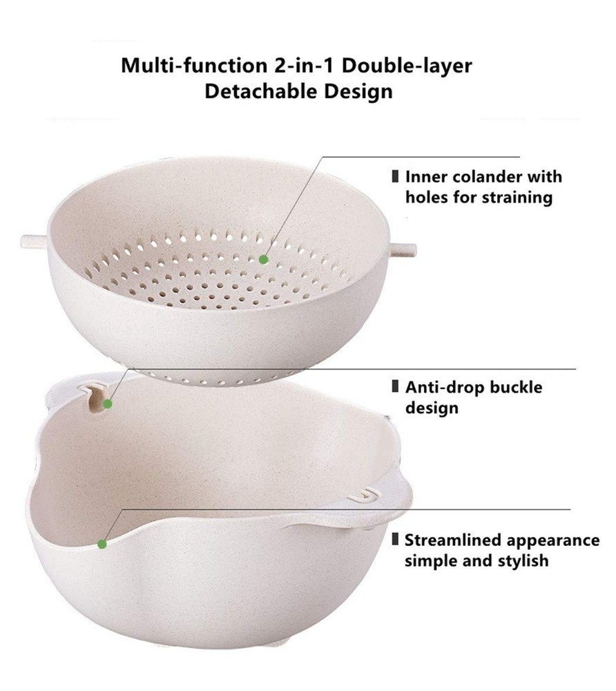 Multifunctional Kitchen Rolling Colander, Double Layer Swivel Drainer 2 in 1 ...