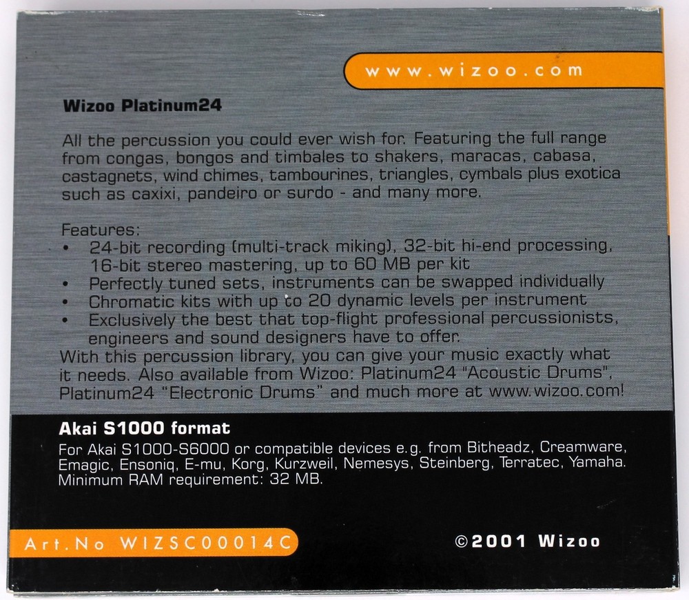 Wizoo Platinum 24 Latin Percussion Akai Format Sample/Sound Library/Sampling CD