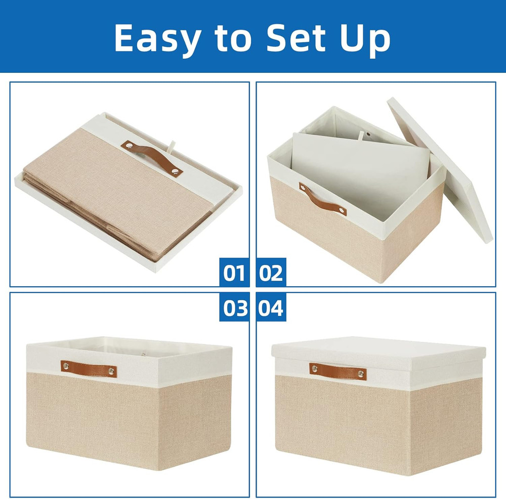 Foldable Storage Bins with Lids, [2-Pack] Large Storage Baskets with Lid, Fabric