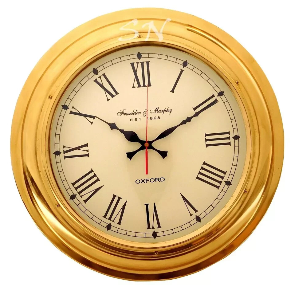 Clock Nautical Antique Full Brass Franklin & Murphy Beach Wall Clock Decor