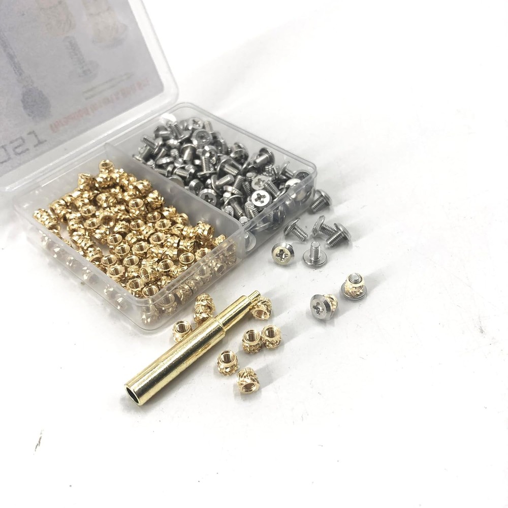 200Pcs Threaded Inserts Bolt Set 100pcs M3x4x5 Heat Kit, Gold