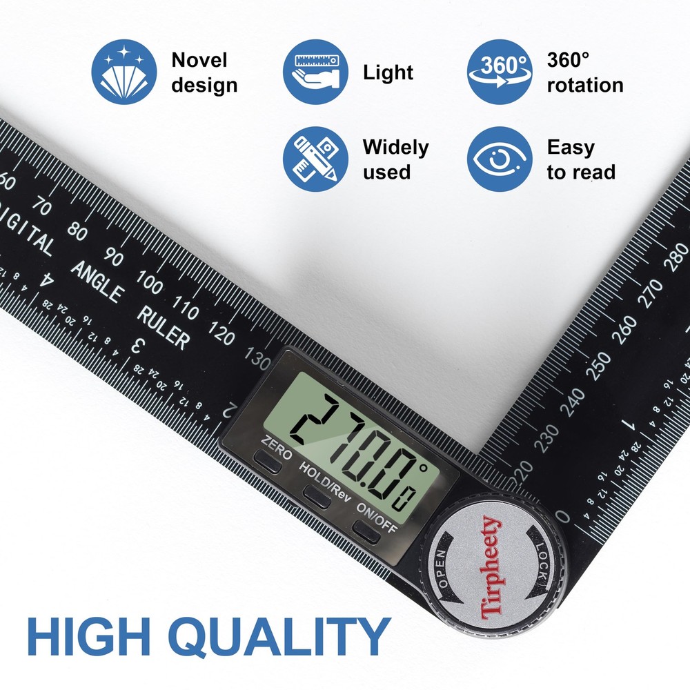 Tirpheety Digital Angle Finder Protractor, 3rd Generation Quick Display Angle...