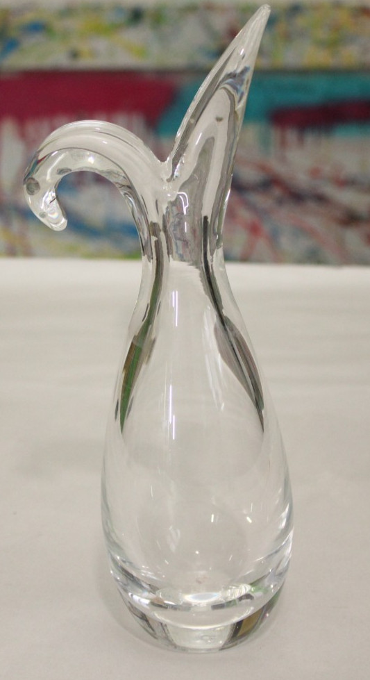 Steuben Signed Clear Art Glass Sheard Rim Pitcher Plant Vase