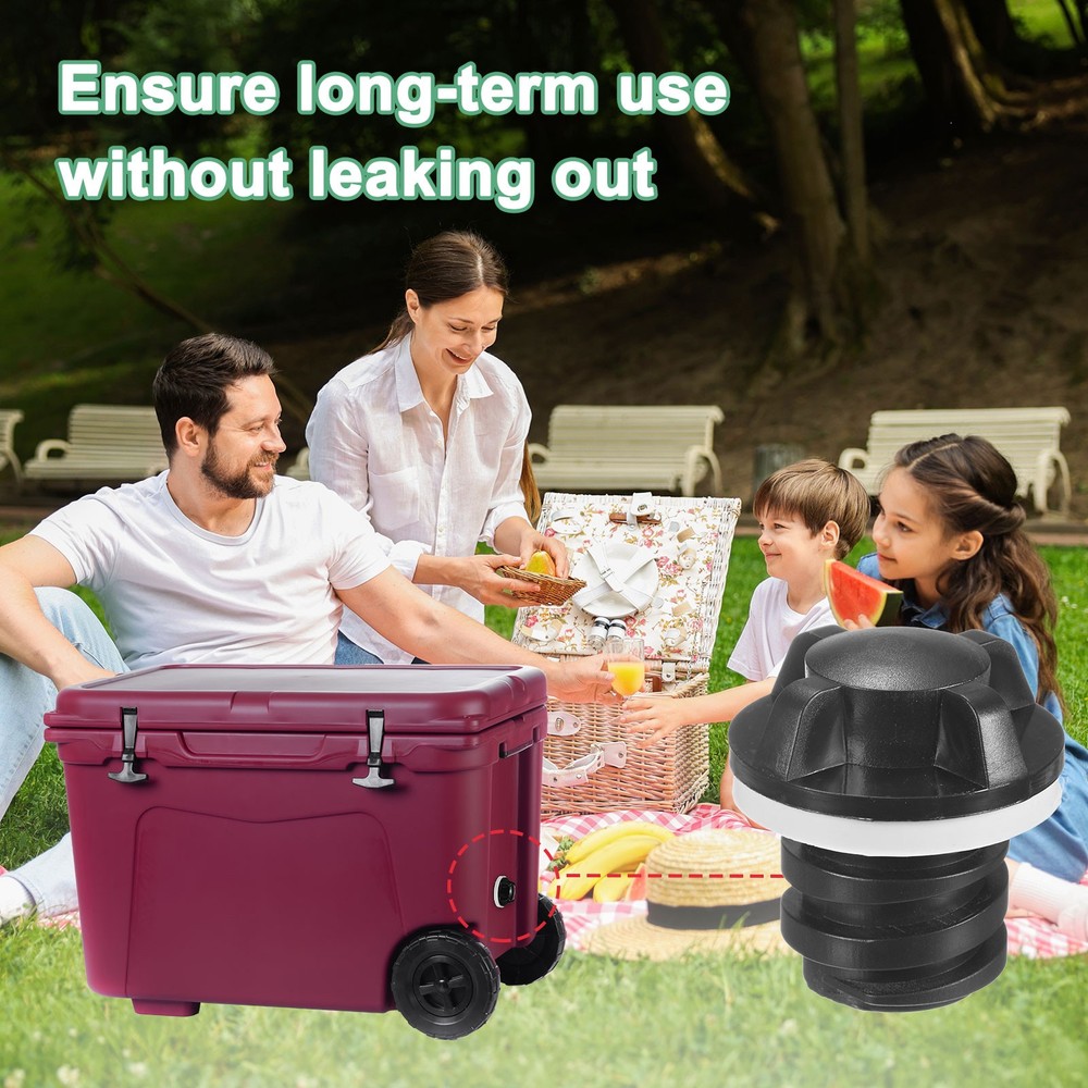 2-Set Cooler Drain Plug Replacement Large Small for RTIC Coolers [Black]