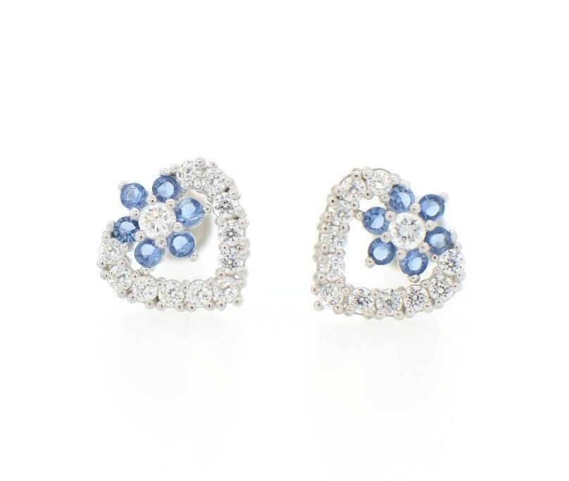 14K White Gold Heart Shape CZ Stud Earrings